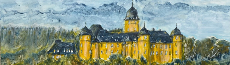 Gemaltes Schloss Montabaur von der Künstlerin Thekla Greiner