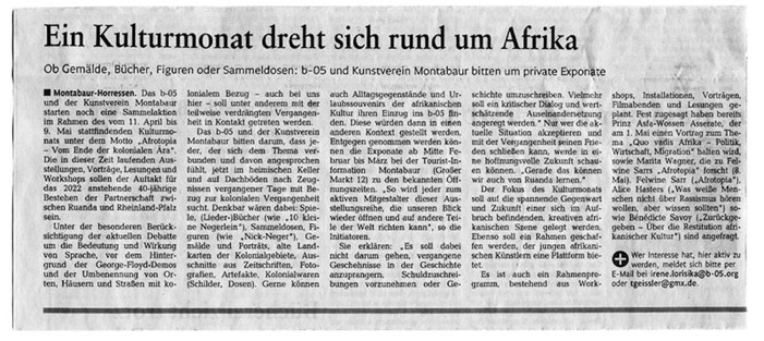 Artikel aus der Westerwälder-Zeitung zur Ausstellung